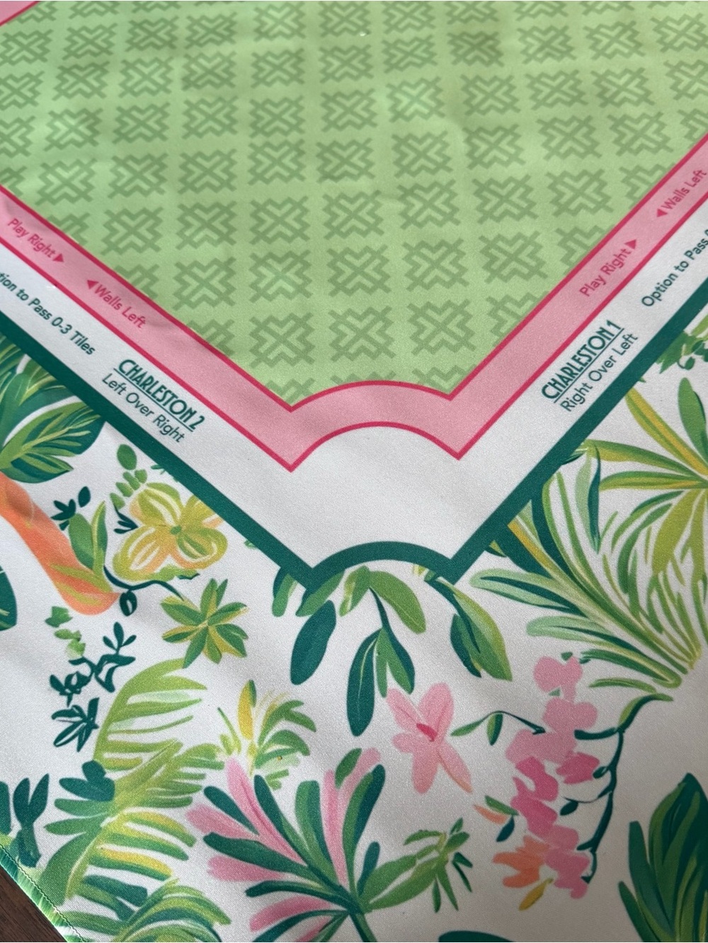 American Mahjong Pink Tropical Set - tiles, mat, racks, shuffle cards - Picture 12 of 16